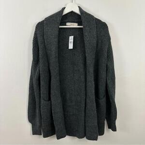 NWT LOFT Gray Open Front Cardigan Sweater Women's Size S